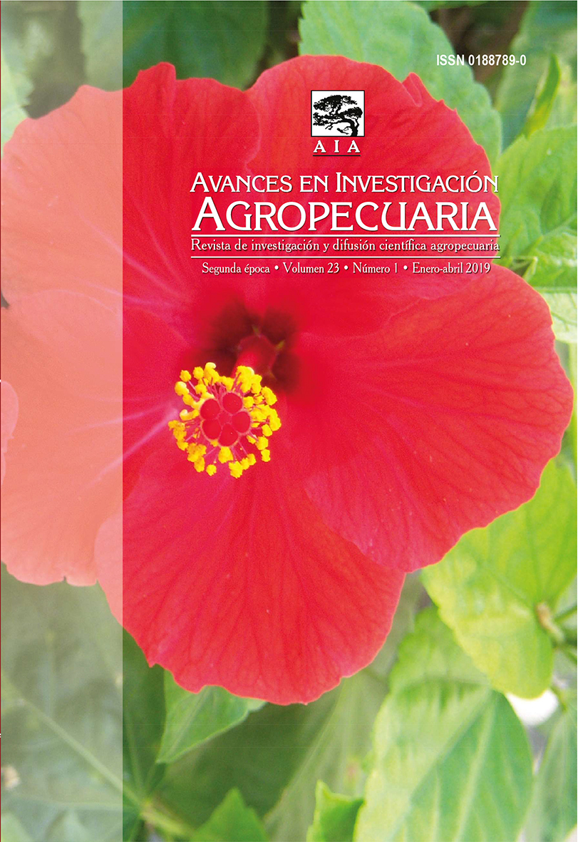 					Ver Vol. 23 Núm. 1 (2019): AVANCES EN INVESTIGACIÓN AGROPECUARIA (Enero)
				